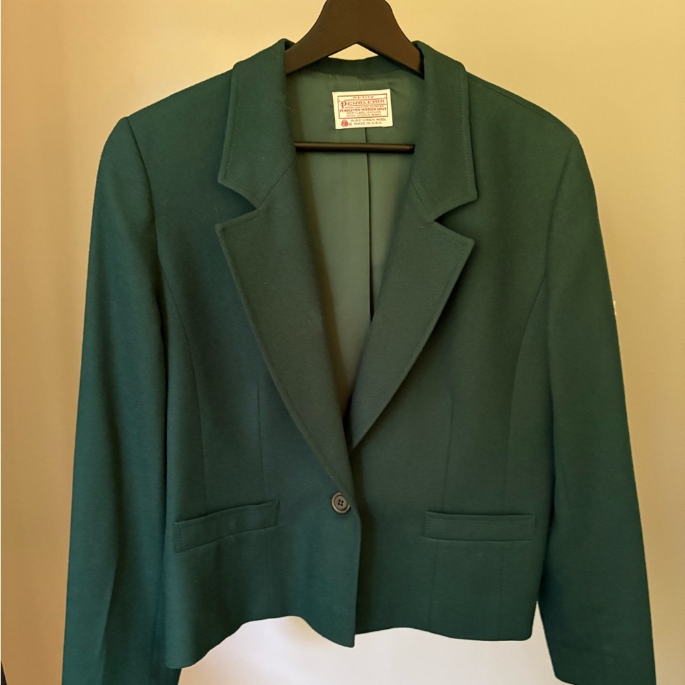 Pendleton Green Blazer Tailored Wool-Blend Jacket
